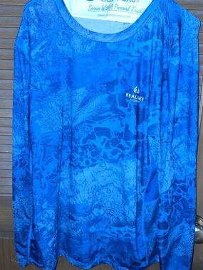 Realtree Blue Camo-Pattern Long Sleeve Fishing Shirt